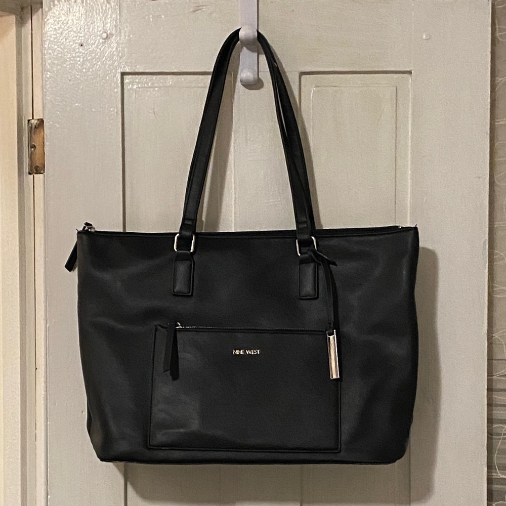 Nine West Vegan Leather Black Tote